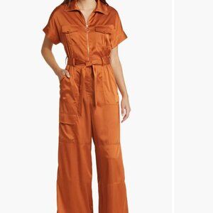 Hutch Rust Satin Utility Zip-Front Jumpsuit | Small